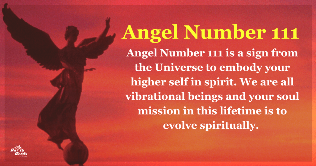 Angel Number 111 is a sign from the Universe to embody your higher self in spirit. We are all vibrational beings and your soul mission in this lifetime is to evolve spiritually.